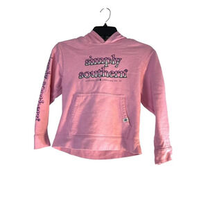 Simply Southern Girls Graphic Hoodie Pink Multi Pockets Youth Small